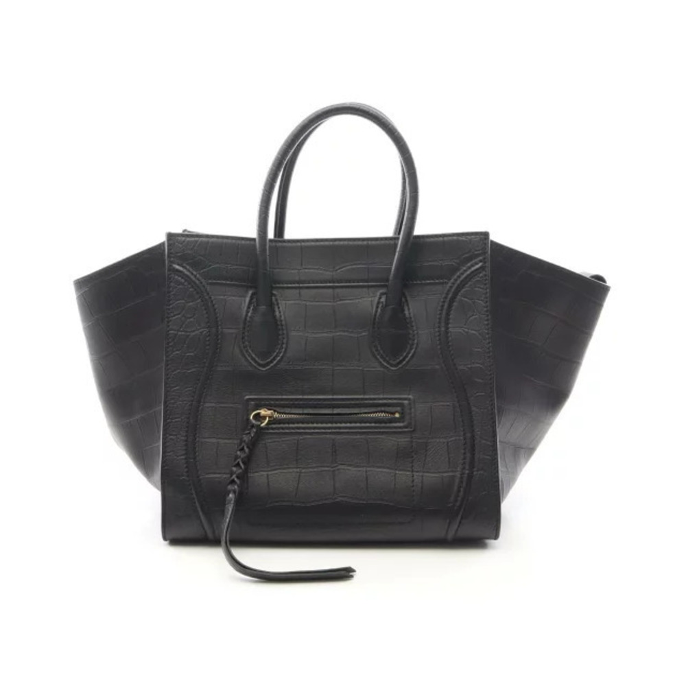 Celine Luggage Tote Phantom Tote Bag Leather Black